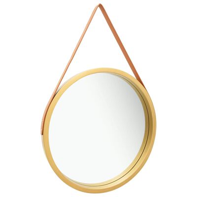 vidaXL Wall Mirror with Strap 60 cm Gold