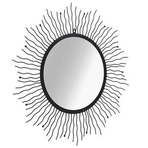 vidaXL Wall Mirror | Black | Powder-coated steel, mirrored glass | 80cm Diameter