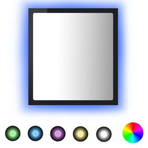 vidaXL LED Bathroom Mirror High Gloss Black 40x8,5x37 cm Acrylic