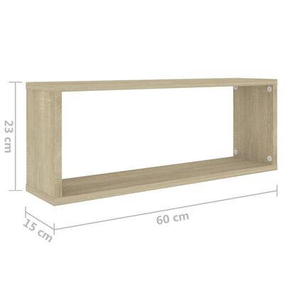 vidaXL Wall Cube Shelf 6 pcs Sonoma Oak 60x15x23 cm Engineered Wood