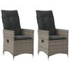 vidaXL Reclining Garden Chairs 2 pcs with Cushions Grey Poly Rattan