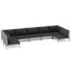 vidaXL 7 Piece Garden Lounge Set with Cushions Poly Rattan Dark Grey
