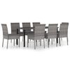 vidaXL 9 Piece Garden Dining Set Poly Rattan Grey