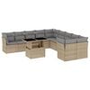 vidaXL 11 Piece Garden Sofa Set with Cushions Beige Poly Rattan