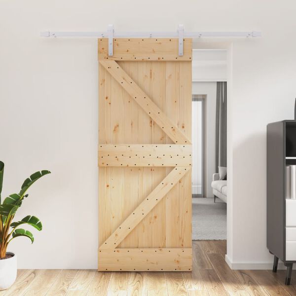 vidaXL Sliding Door with Hardware Set 85x210 cm Solid Wood Pine