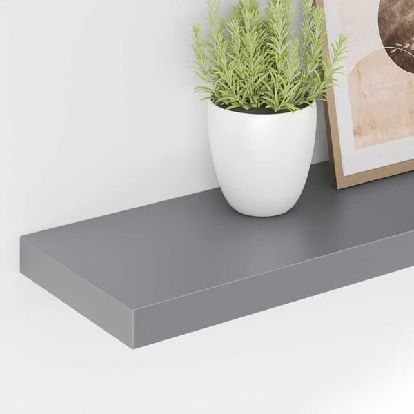 vidaXL Floating Wall Shelf Grey 80x23.5x3.8 cm MDF