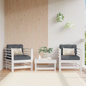 vidaXL Garden Chairs with Cushions 2 pcs White Solid Wood Pine