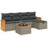 vidaXL 6 Piece Garden Sofa Set with Cushions Grey Poly Rattan