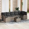 vidaXL Garden Sofa Set with Storage with Pillow 8 pcs Grey Poly Rattan