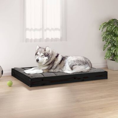 vidaXL Dog Bed Black 101.5x74x9 cm Solid Wood Pine
