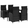 vidaXL Sofa Table Set 5 pcs Black PE Rattan and Powder-Coated Steel