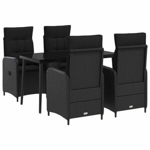 vidaXL Sofa Table Set 5 pcs Black PE Rattan and Powder-Coated Steel