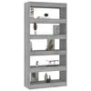 vidaXL Book Cabinet/Room Divider Grey Sonoma 80x30x166 cm Engineered Wood