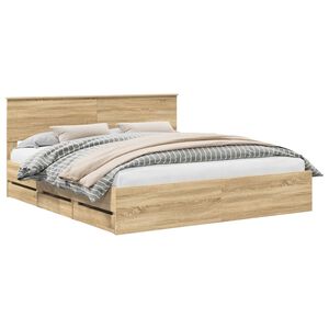 vidaXL Bed Frame with Drawer Sonoma Oak 180 x 200 cm Engineer Wood