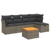 vidaXL 6 Piece Garden Sofa Set with Cushions Grey Poly Rattan