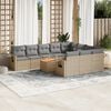 vidaXL 11 Piece Garden Sofa Set with Cushions Beige Poly Rattan