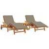 vidaXL Sun Lounger 3 pcs Solid Acacia Wood Taupe