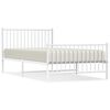 vidaXL Metal Bed Frame without Mattress with Footboard White 107x203cm