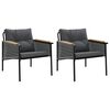 vidaXL Garden Chairs with Cushions 2 pcs Black Steel