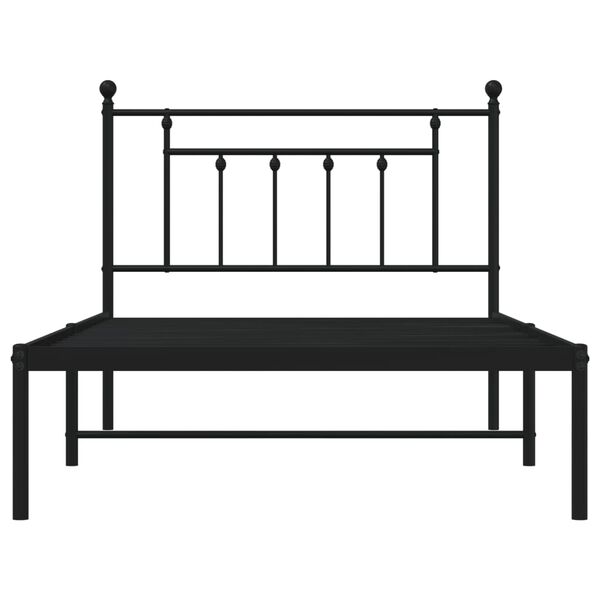 vidaXL Metal Bed Frame without Mattress with Headboard Black 107x203cm