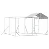 vidaXL Outdoor Dog Kennel with Roof Silver 4x4x2.5 m Galvanised Steel