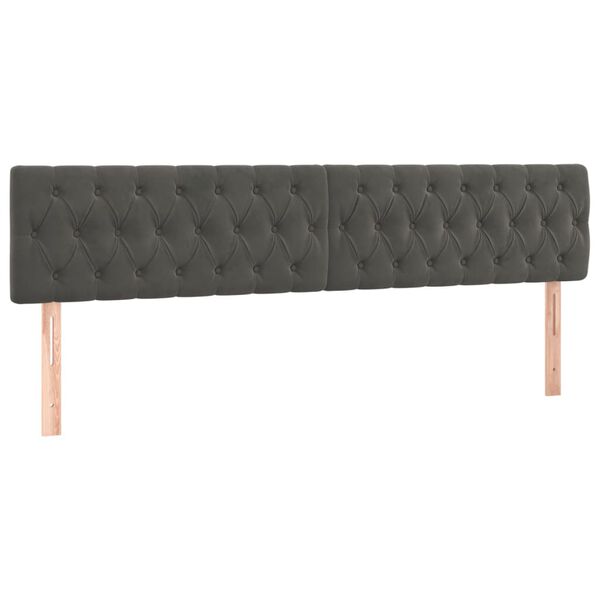 vidaXL Headboards Dark Grey 200x7x78/88 cm Velvet