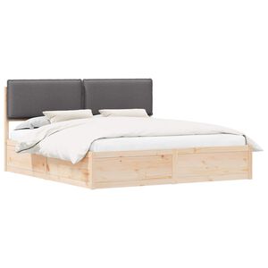 vidaXL Bed Frame with Upholstered Headboard Dark Grey 180 x 200 cm