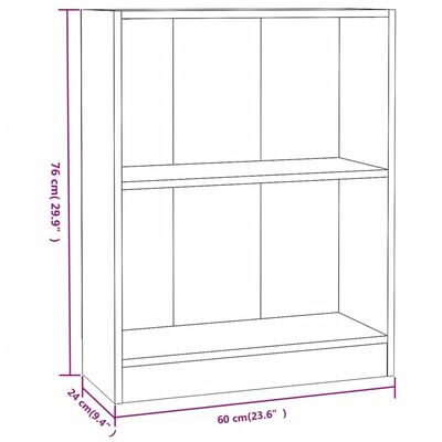 vidaXL Bookshelf Grey 60x24x76 cm Engineered Wood