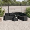 vidaXL 7 Piece Garden Sofa Set with Cushions Black Poly Rattan