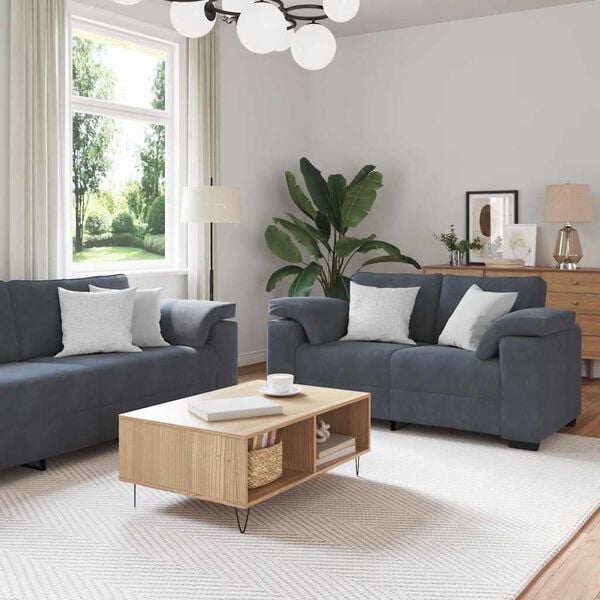 vidaXL 3 Piece Sofa Set with Cushions Dark Grey Velvet