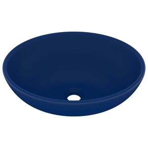 vidaXL Luxury Basin Oval-shaped Matt Dark Blue 40x33 cm Ceramic