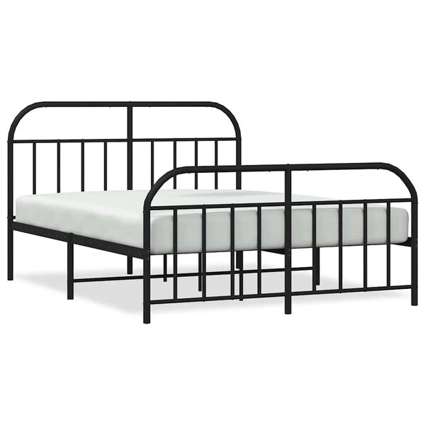 vidaXL Metal Bed Frame without Mattress with Footboard Black 180x200cm