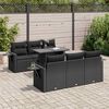 vidaXL 7 Piece Garden Sofa Set with Cushions Black Poly Rattan