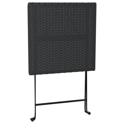 vidaXL Folding Bistro Table Black 55x54x71 cm Poly Rattan