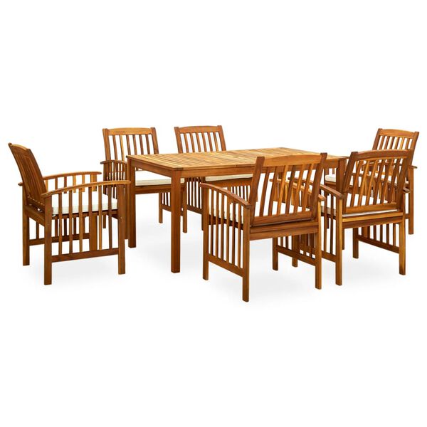 vidaXL 7 Piece Garden Dining Set with Cushions Solid Acacia Wood