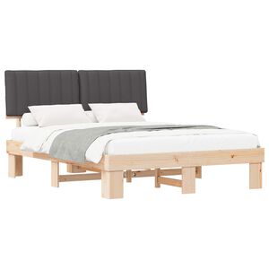 vidaXL Bed Frame with Upholstered Headboard Dark Grey 150 x 200 cm