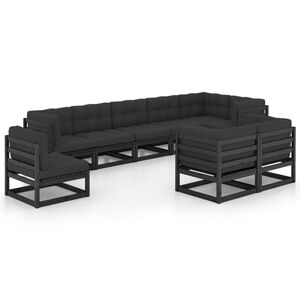 vidaXL 9 Piece Garden Lounge Set with Cushions Solid Wood Pine