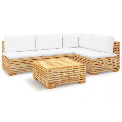 vidaXL 5 Piece Garden Lounge Set with Cushions Solid Teak Wood