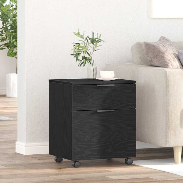 vidaXL File Cabinet Black Oak 45 x 38 x 54 cm Engineered Wood