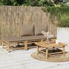 vidaXL 4 Piece Garden Lounge Set with Taupe Cushions Bamboo