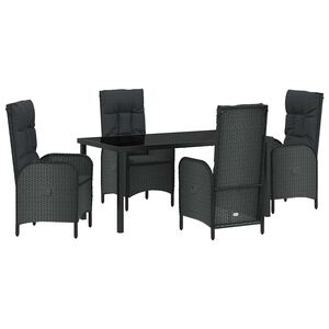 vidaXL Garden Dining Set 5 pcs Black Poly Rattan