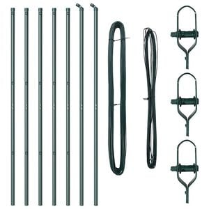 vidaXL Embedded Fence Post 7 pcs Green Powder-Coated Steel