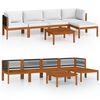vidaXL 6 Piece Garden Lounge Set with Cushions Cream Wood Acacia&Rope