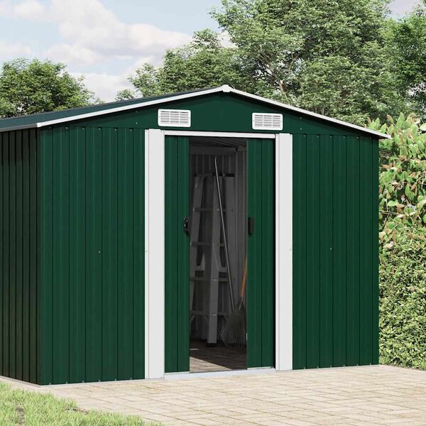 vidaXL Garden Shed 257x580x181 cm Metal Green