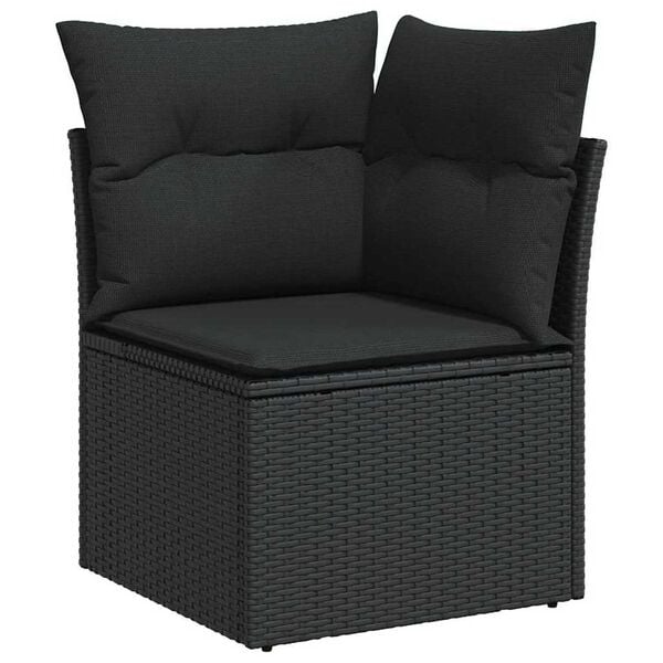 vidaXL Garden Sofa Set with Storage 8 pcs Black Poly Rattan