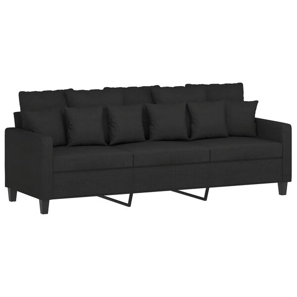 vidaXL 3-Seater Sofa with Footstool Black 180 cm Fabric