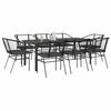 vidaXL 9 Piece Garden Dining Set with Cushions Black Poly Rattan Glass