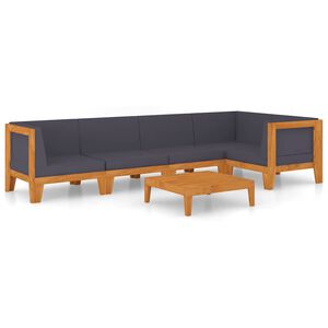 vidaXL 6 Piece Garden Lounge Set with Cushions Solid Acacia Wood