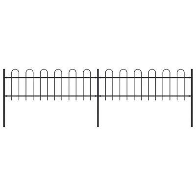 vidaXL Garden Fence with Hoop Top Steel 3.4x0.6 m Black