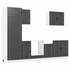 vidaXL 7 Piece Kitchen Cabinet Set Porto Black Engineered Wood
